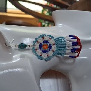 American Indian Style Hand Beaded Earrings